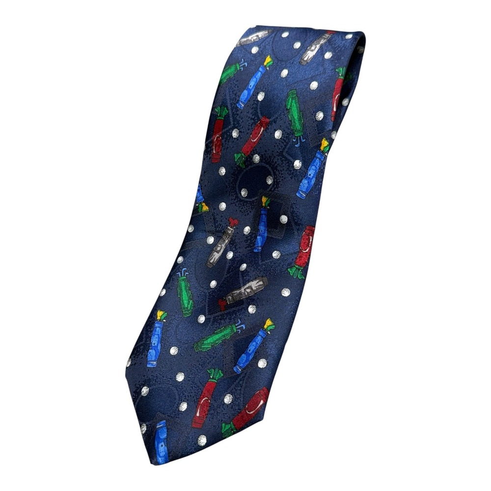 Stagg Boys Navy Blue Golf Bag Novelty Print Polyester Necktie Sports Theme